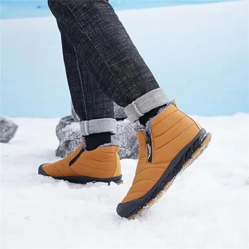 Jakcuz Men’s Winter Ankle Snow Boots, Brown, Size 10.5 | Warm, Non-Slip & Stylish for Cold Weather thumbnail 7