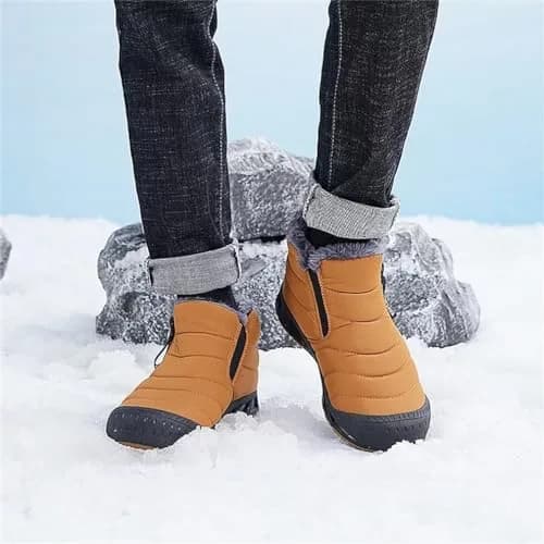 Jakcuz Men’s Winter Ankle Snow Boots, Brown, Size 10.5 | Warm, Non-Slip & Stylish for Cold Weather thumbnail 3