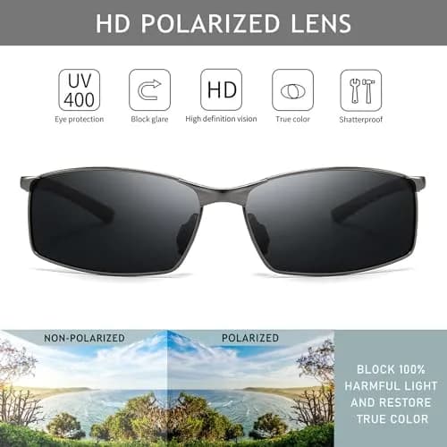SUNGAIT SGT559-QH Polarized Sunglasses Men Rectangular Metal Frame with Spring Hinge | Stylish & Durable thumbnail 2