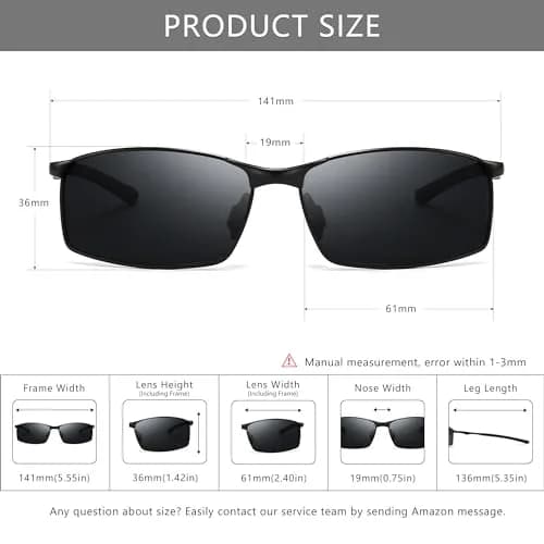 SUNGAIT Polarized Sunglasses Men Rectangular Metal Frame with Spring Hinge | Stylish & Durable (70-120 chars) thumbnail 5