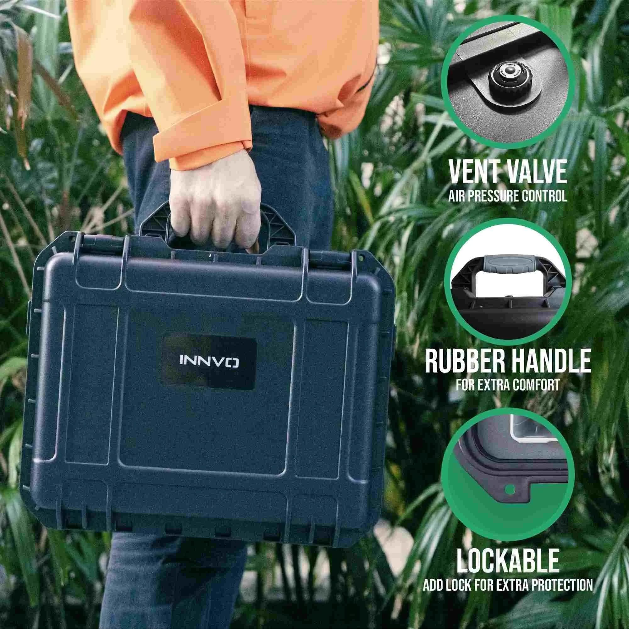INNVO Waterproof Hard Case for DJI Mini 3 / Mini 4 Pro Fly More Combo | IP67 Rated, 7L Capacity, Black - view 6