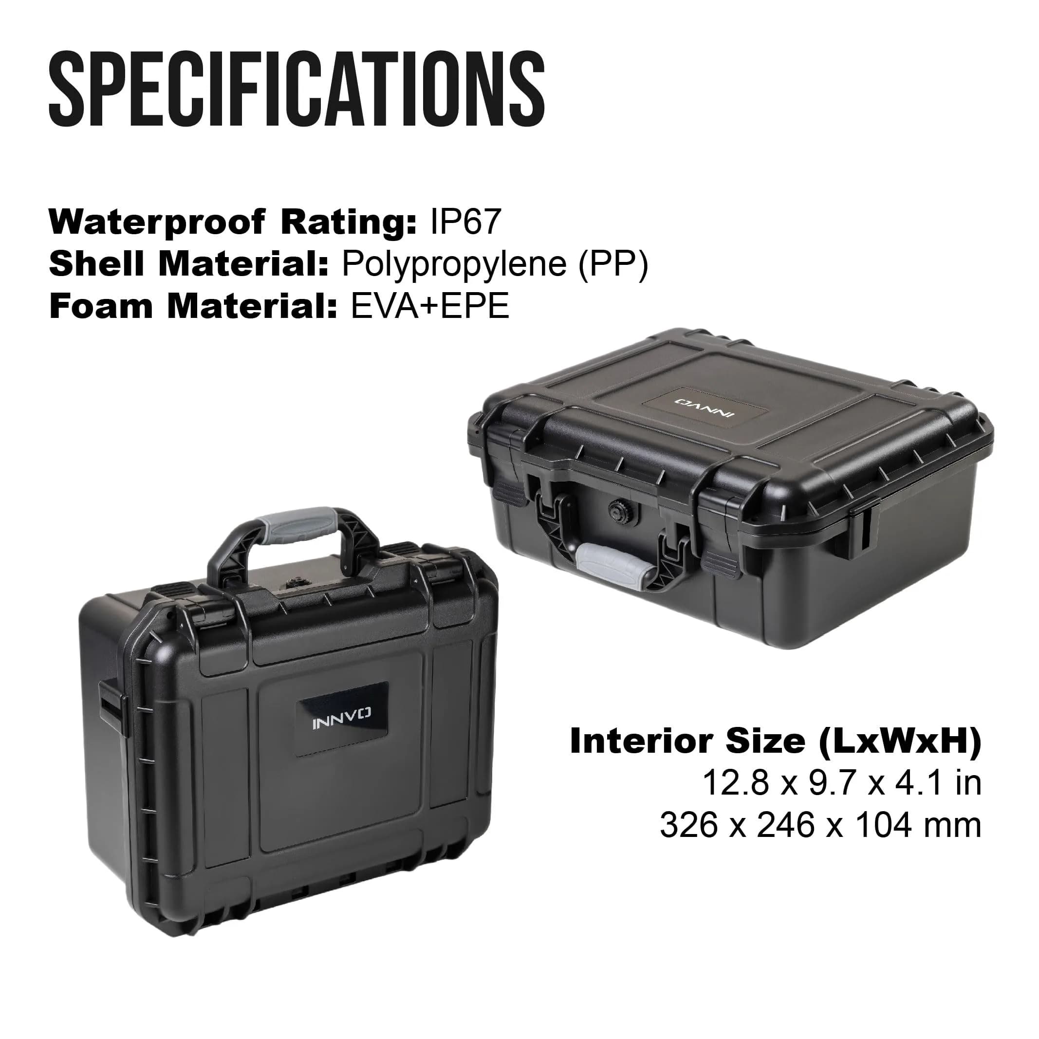 INNVO Waterproof Hard Case for DJI Mini 3 / Mini 4 Pro Fly More Combo | IP67 Rated, 7L Capacity, Black - view 7