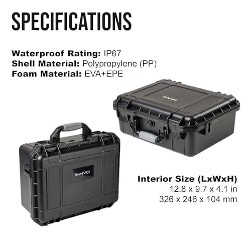 INNVO Waterproof Hard Case for DJI Mini 3 / Mini 4 Pro Fly More Combo | IP67 Rated, 7L Capacity, Black thumbnail 7