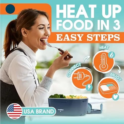 TRAVELISIMO Electric Lunch Box for Adults 1.5L | Self-Heating Food Warmer, 100W, Stainless Steel, 12/24/110V for Travel & Work thumbnail 4