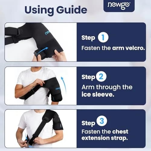 NEWGO XL Shoulder Ice Pack Wrap with Compression Strap for Rotator Cuff Pain Relief | 25.4cm (10in) Length thumbnail 7