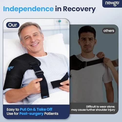NEWGO XL Shoulder Ice Pack Wrap with Compression Strap for Rotator Cuff Pain Relief | 25.4cm (10in) Length thumbnail 3