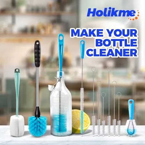 Holikme 11-Piece Tube Cleaning Lab Brush Set with Long Handle, Green | 4.3cm (1.7in) x 40cm (16in) Brush thumbnail 7