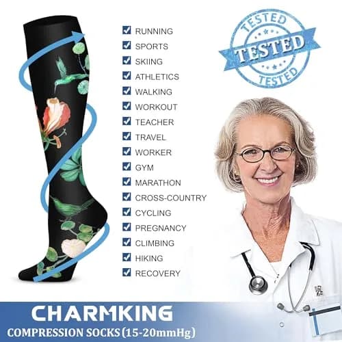 CHARMKING Compression Socks for Women & Men Circulation (3 Pairs) 15-20 mmHg | FDA Approved Medical Grade Support thumbnail 5