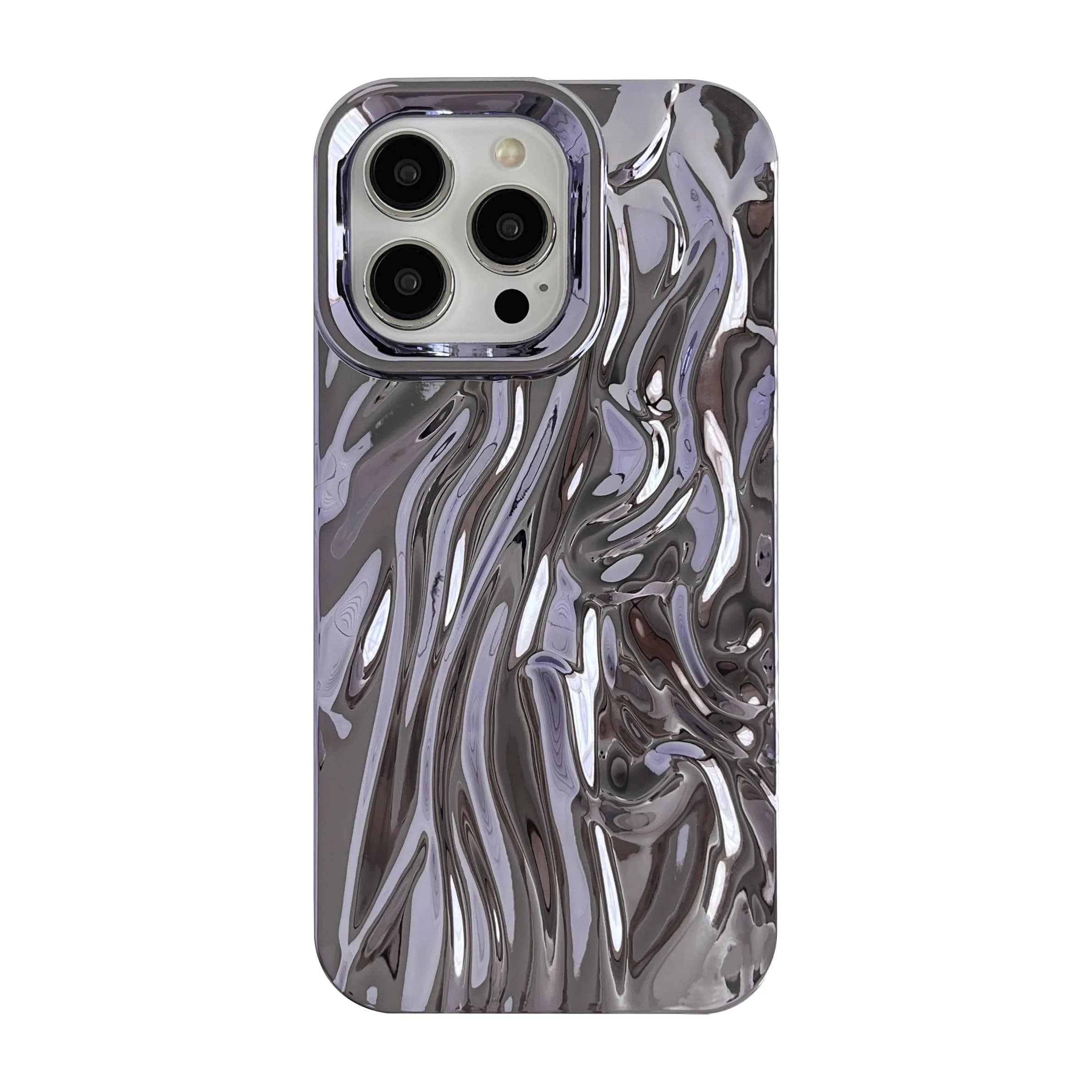 Caseative for iPhone 15 Pro Max Case, Purple | Water Ripple Silicone Cover with Raised Bezel
