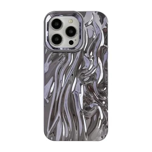 Caseative for iPhone 15 Pro Max Case, Purple | Water Ripple Silicone Cover with Raised Bezel thumbnail 1