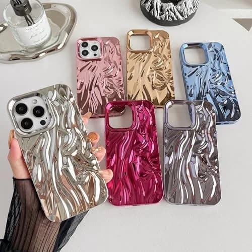 Caseative for iPhone 15 Pro Max Case, Purple | Water Ripple Silicone Cover with Raised Bezel thumbnail 2