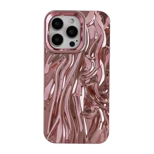 Caseative iPhone 15 Pro Max Pink Cell Phone Case, Water Ripple Silicone | Drop & Scratch Resistant thumbnail 1