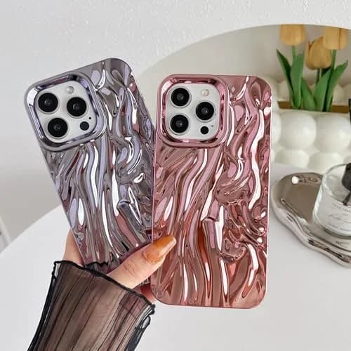 Caseative iPhone 15 Pro Max Pink Cell Phone Case, Water Ripple Silicone | Drop & Scratch Resistant thumbnail 3