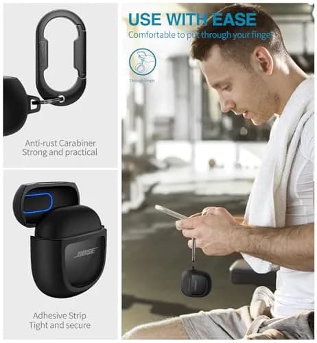 SURITCH Black Protective Case for Bose QuietComfort Earbuds II & Ultra | 7.3cm (2.87in) thumbnail 6