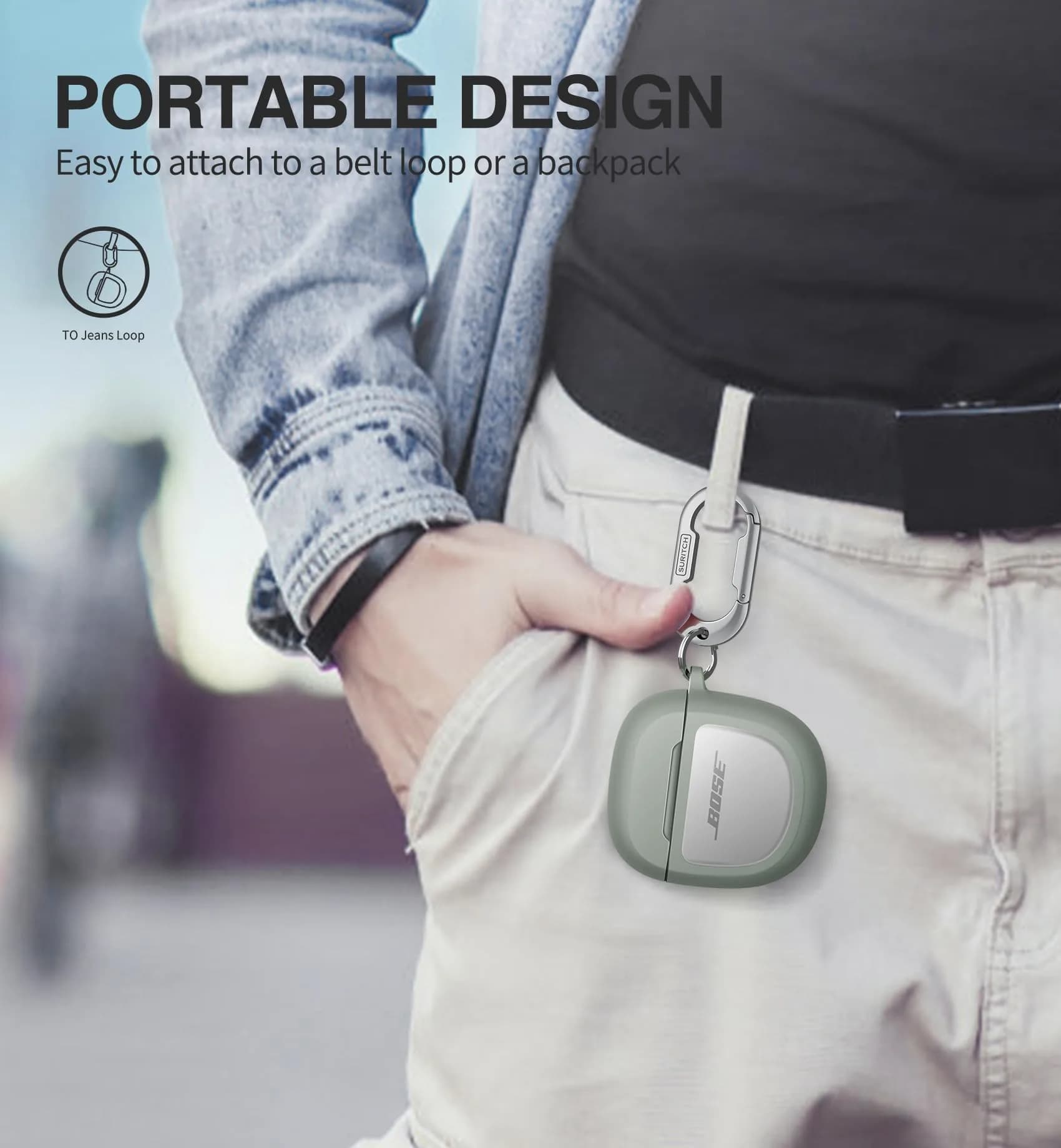 SURITCH Protective Case for Bose QuietComfort Earbuds II & Ultra | Green Hybrid PC+TPU Case - view 5