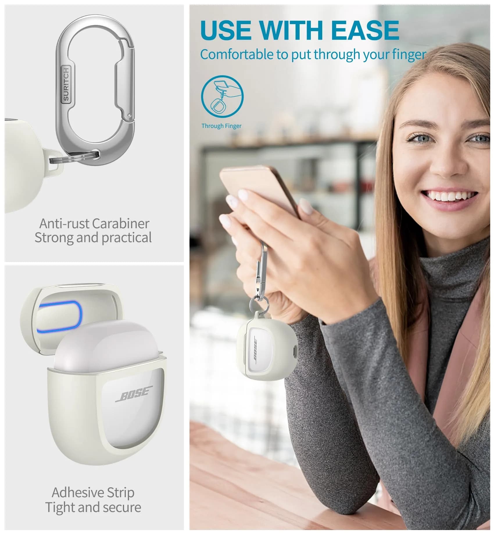 SURITCH Protective Case for Bose QuietComfort Earbuds II & Ultra | White (1-Pack) - view 6