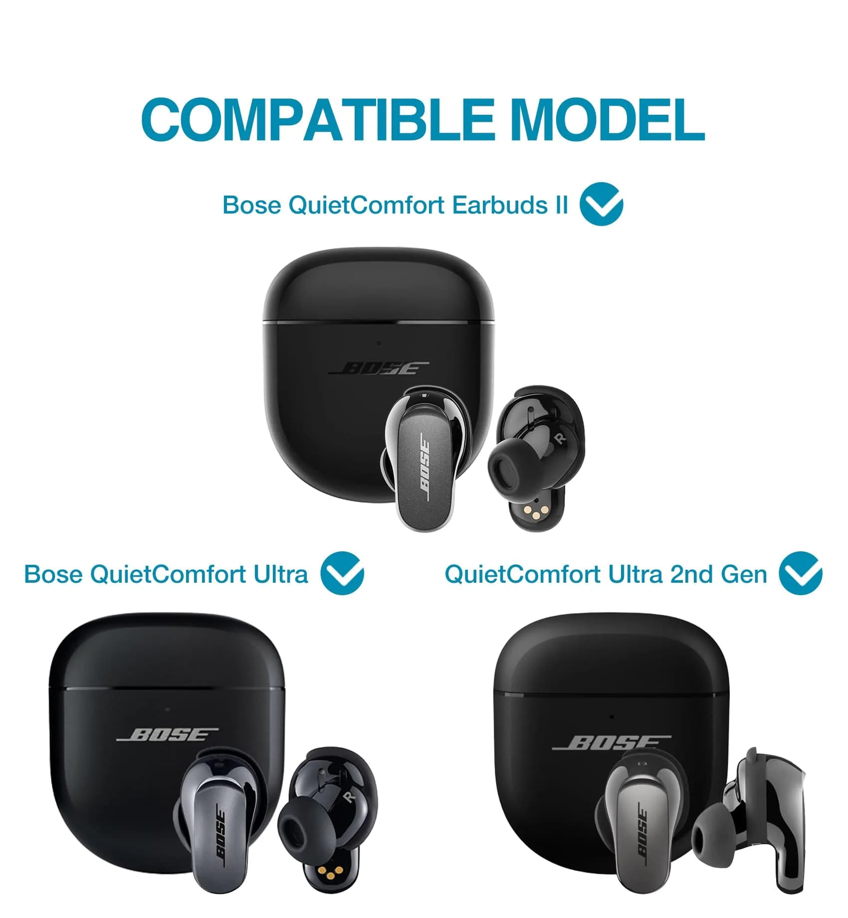 SURITCH Protective Case for Bose QuietComfort Earbuds II & Ultra | White (1-Pack) - view 2