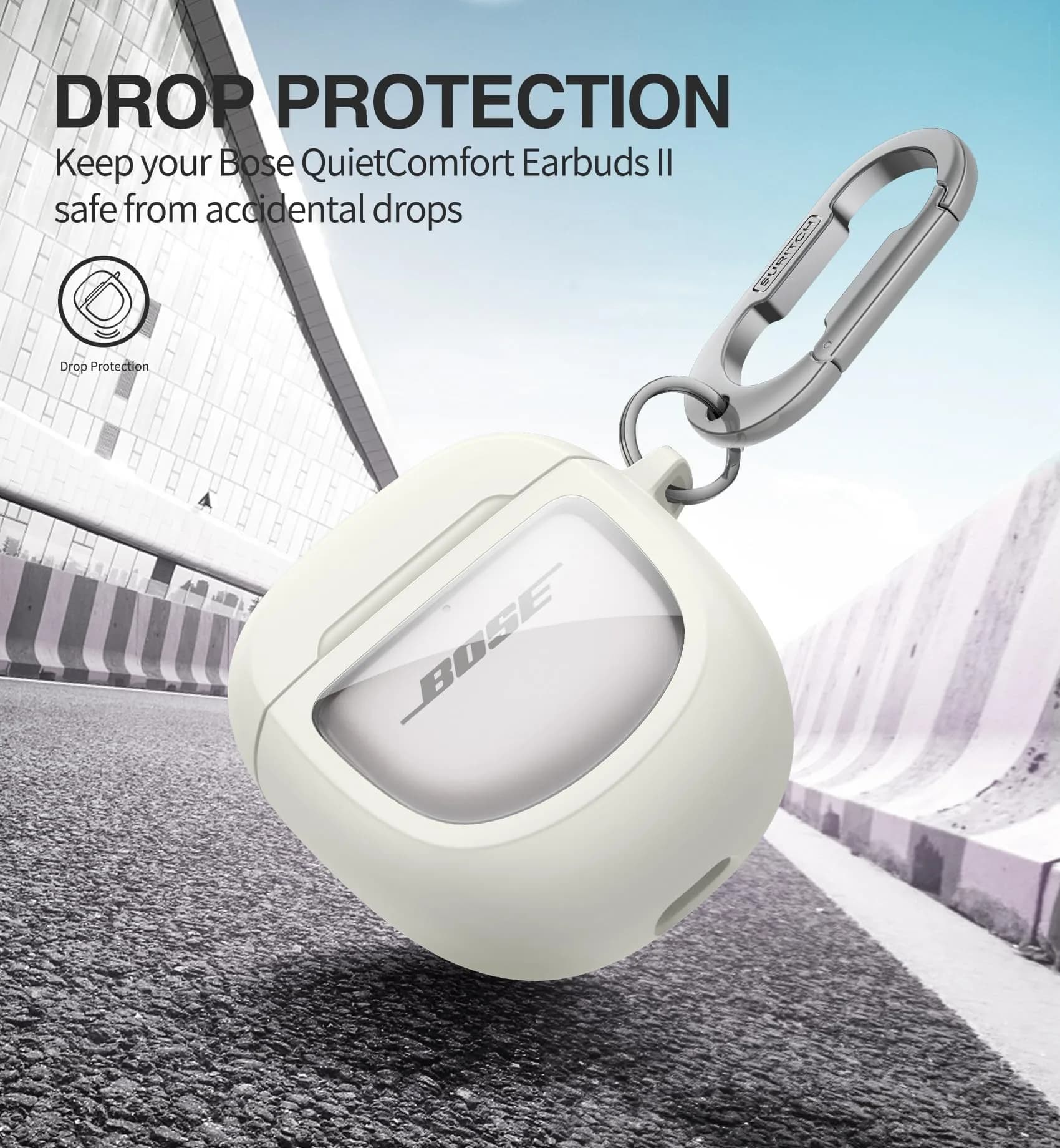 SURITCH Protective Case for Bose QuietComfort Earbuds II & Ultra | White (1-Pack) - view 3
