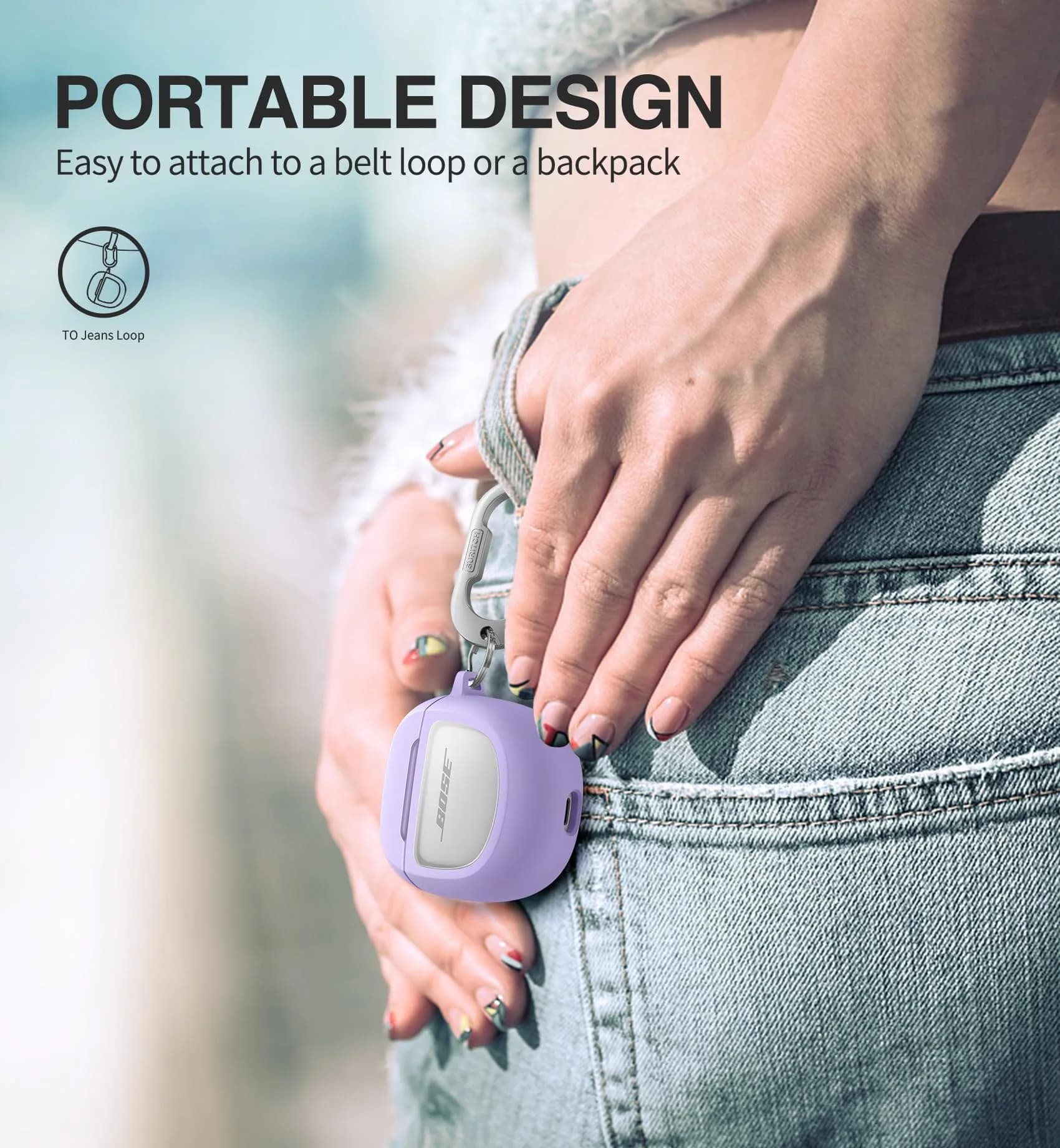 SURITCH Protective Case for Bose QuietComfort Earbuds II & Ultra (Purple) | 7.3cm L x 7.3cm W x 3.3cm H - view 5