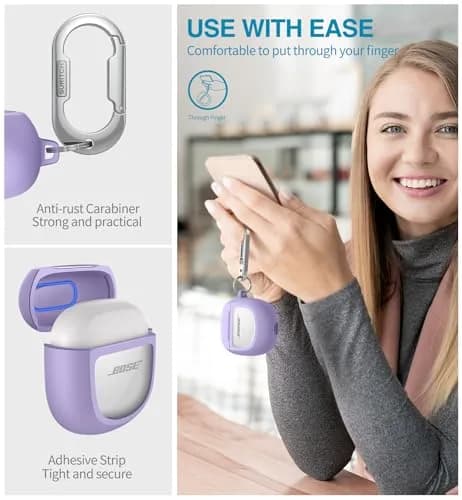 SURITCH Protective Case for Bose QuietComfort Earbuds II & Ultra (Purple) | 7.3cm L x 7.3cm W x 3.3cm H thumbnail 6