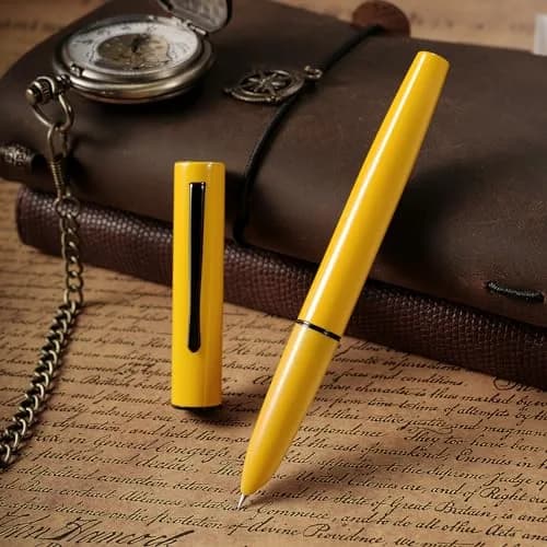 HONG DIAN C1 Fountain Pen Fine Nib, Lemon Yellow & Classic Retro Design Metal Pen with Ink Converter | Smooth Ink Flow Writing Instrument thumbnail 4