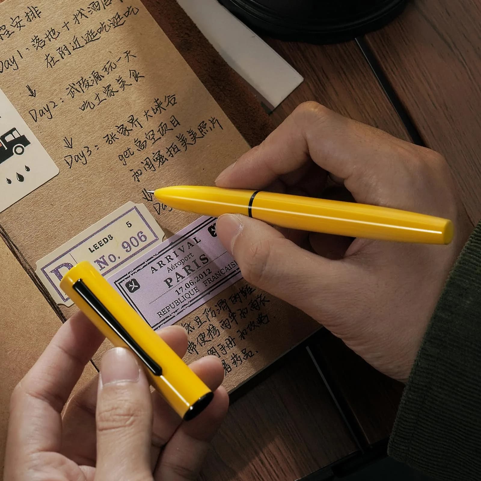 HONG DIAN C1 Fountain Pen Fine Nib, Lemon Yellow & Classic Retro Design Metal Pen with Ink Converter | Smooth Ink Flow Writing Instrument - view 7