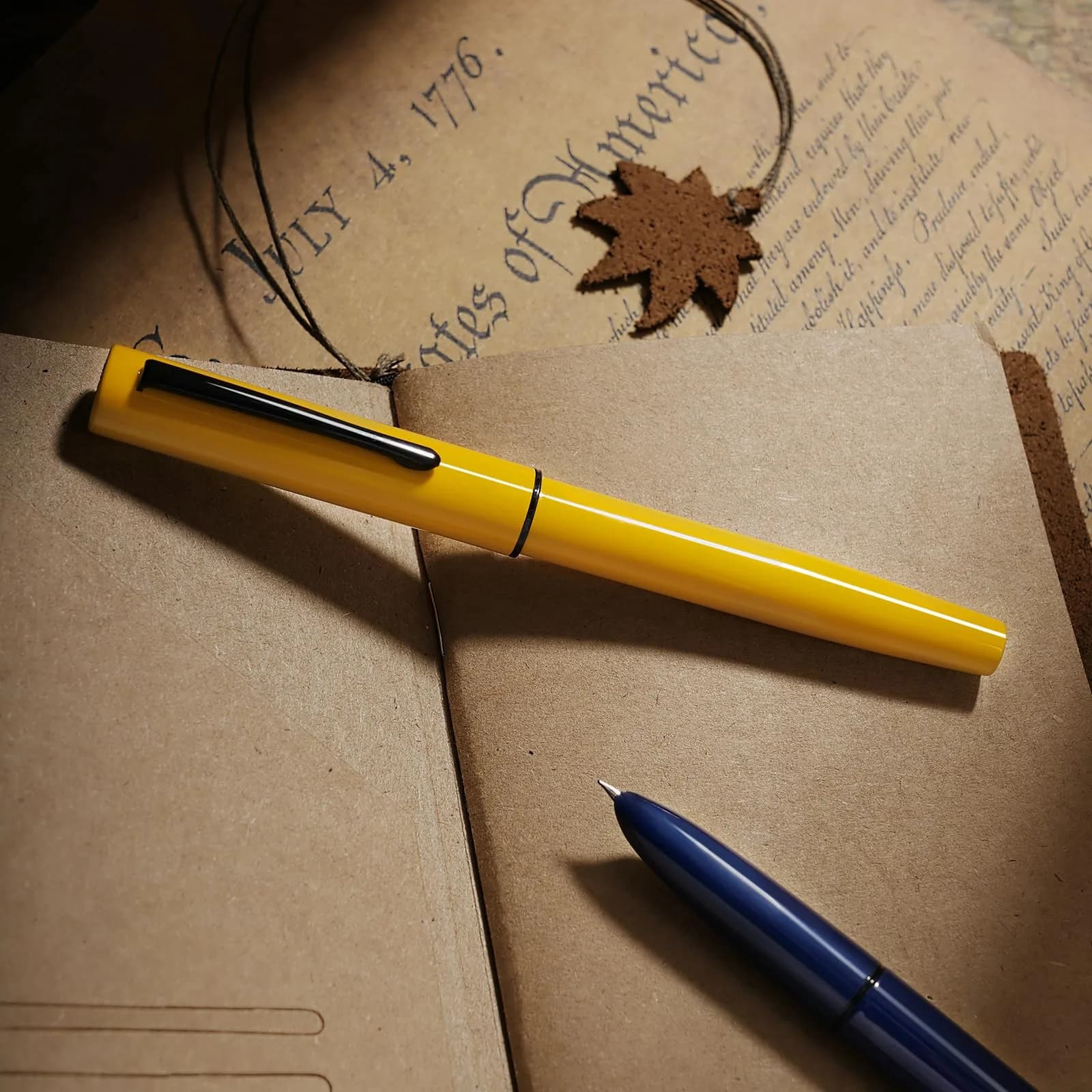 HONG DIAN C1 Fountain Pen Fine Nib, Lemon Yellow & Classic Retro Design Metal Pen with Ink Converter | Smooth Ink Flow Writing Instrument - view 2