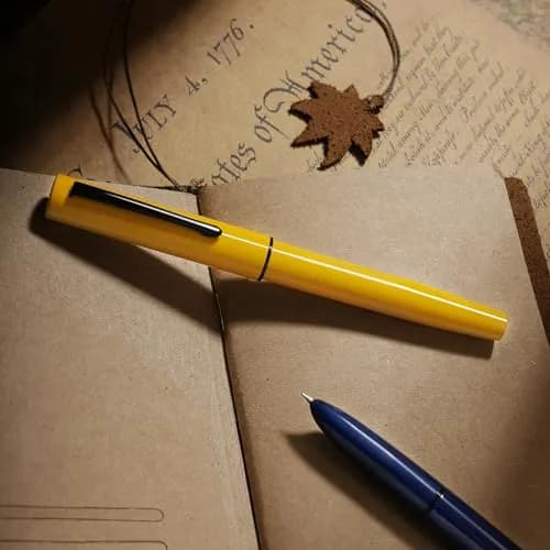 HONG DIAN C1 Fountain Pen Fine Nib, Lemon Yellow & Classic Retro Design Metal Pen with Ink Converter | Smooth Ink Flow Writing Instrument thumbnail 2