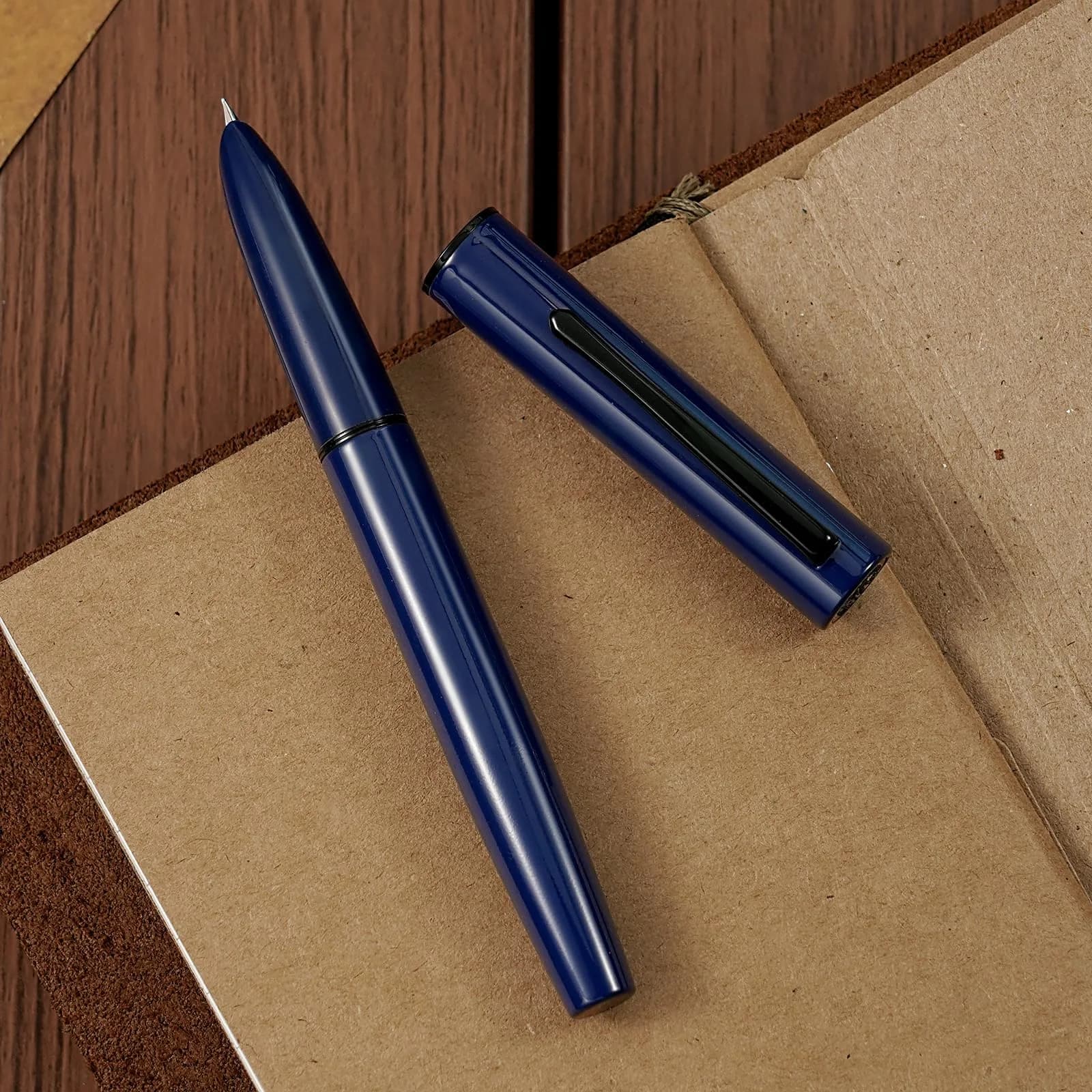 HONG DIAN C1 Fountain Pen Fine Nib, Dark Blue & Classic Retro Design Metal Pen with Ink Converter | Smooth Ink Flow Writing Instrument - main product image