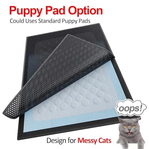 Waretary Cat Litter Mat, 47"x 36" Waterproof, Scatter Control, Black | XL Size, Easy to Clean, Paw-Friendly thumbnail 3