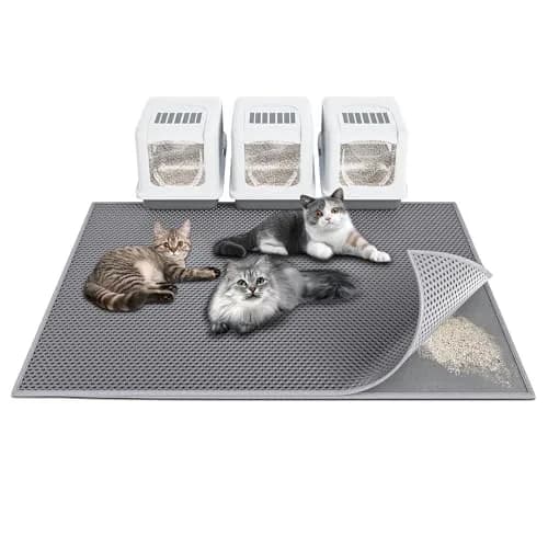 Waretary Cat Litter Mat, 47"x 36" Waterproof, Scatter Control, Grey | Large EVA Pet Mat for Clean Floors thumbnail 1