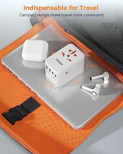 TESSAN Universal Travel Adapter GaN 65W 180g (6.3oz) | Worldwide Power Adapter for 224+ Countries thumbnail 5
