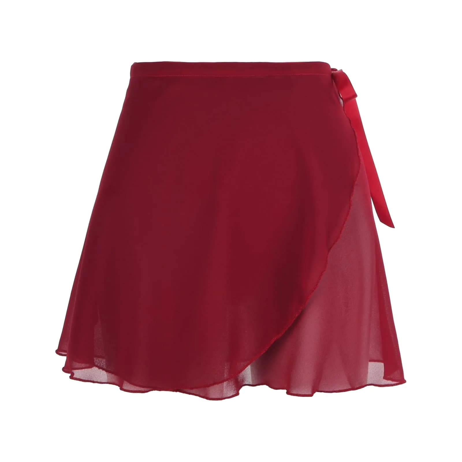 Yolev Women's Ballet Wrap Skirt Chiffon Dance Wrap Skirt with Adjustable Waist Tie Burgundy | Elegant & Breathable (70-120 chars)