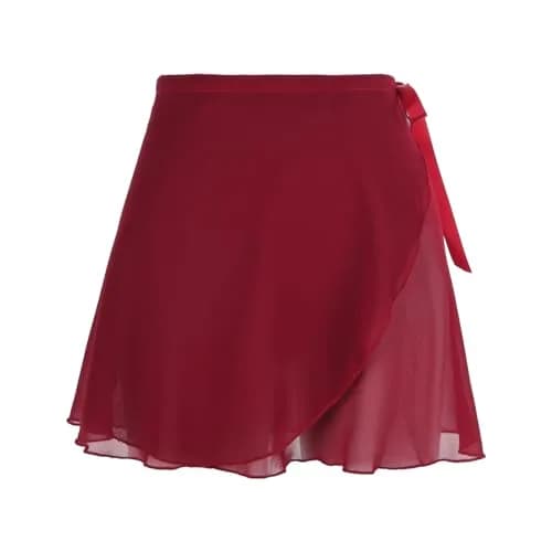 Yolev Women's Ballet Wrap Skirt Chiffon Dance Wrap Skirt with Adjustable Waist Tie Burgundy | Elegant & Breathable (70-120 chars) thumbnail 1