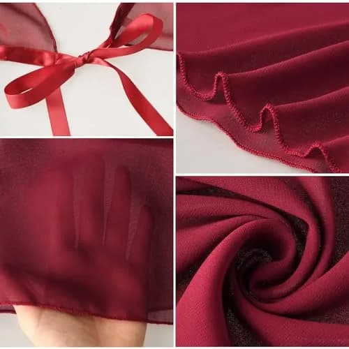 Yolev Women's Ballet Wrap Skirt Chiffon Dance Wrap Skirt with Adjustable Waist Tie Burgundy | Elegant & Breathable (70-120 chars) thumbnail 7