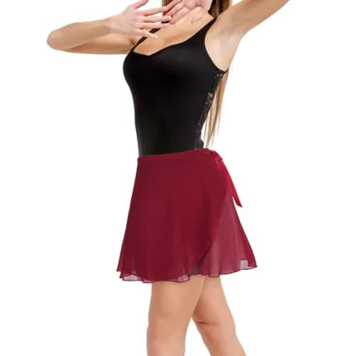 Yolev Women's Ballet Wrap Skirt Chiffon Dance Wrap Skirt with Adjustable Waist Tie Burgundy | Elegant & Breathable (70-120 chars) thumbnail 8