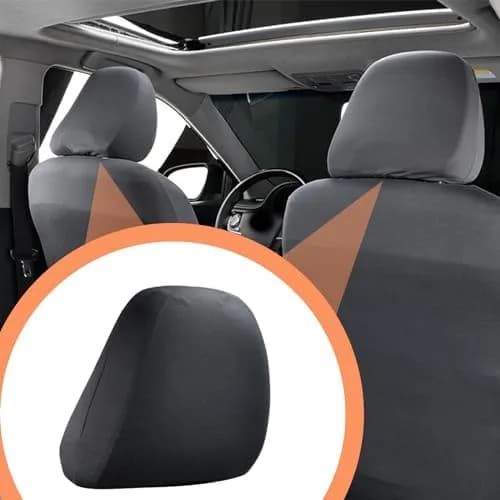 Crynod Black Knitted Stretch Car Seat Headrest Covers (2-Pack, 23cm x 27cm) | Universal Fit for Most Cars thumbnail 6