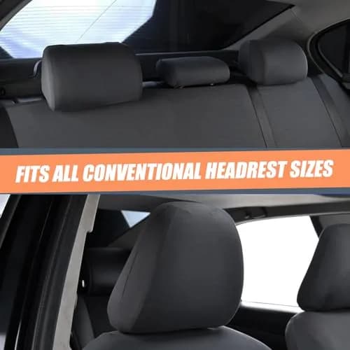Crynod Black Knitted Stretch Car Seat Headrest Covers (2-Pack, 23cm x 27cm) | Universal Fit for Most Cars thumbnail 2