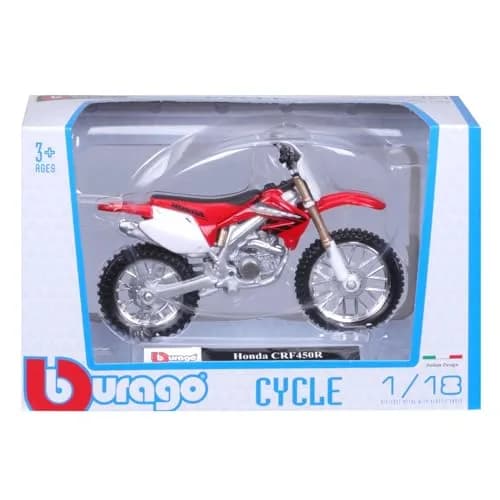 Bburago Honda CRF450 Motorbike 1:18 Scale Red | Detailed Die-Cast Replica Collectible Model thumbnail 8