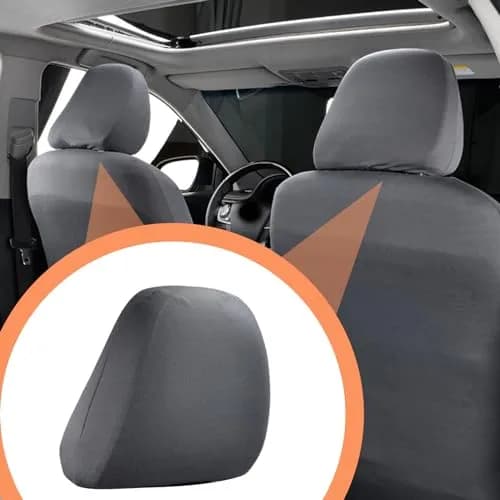 Crynod Dark Gray Knitted Stretch Headrest Covers (2 PCS, 23cm x 27cm) | Universal Fit for Most Cars thumbnail 6