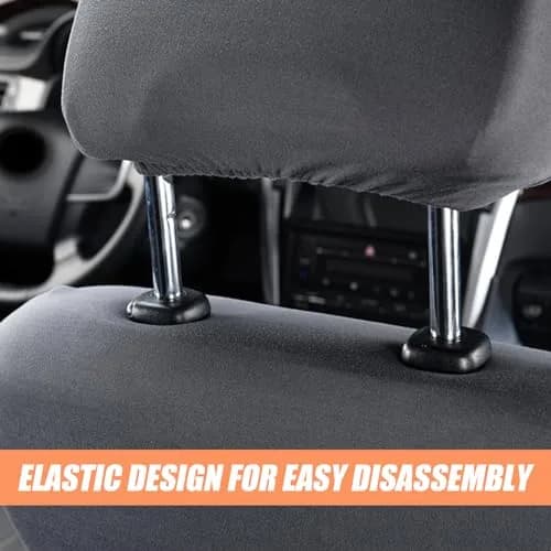 Crynod Dark Gray Knitted Stretch Headrest Covers (2 PCS, 23cm x 27cm) | Universal Fit for Most Cars thumbnail 3