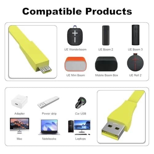 Zosvoses Micro USB Charging Cord for UE Wonderboom 3 & Megaboom 3 | 4ft Yellow thumbnail 2