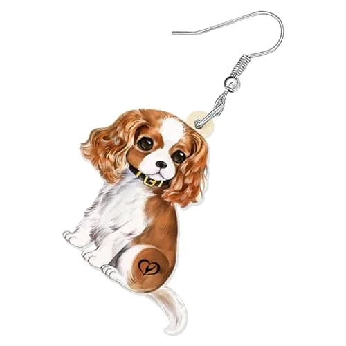 YINYA Acrylic Cavalier King Charles Spaniel Dog Earrings Dangle Drop Jewelry for Women (Brown) | Lightweight & Novelty thumbnail 4