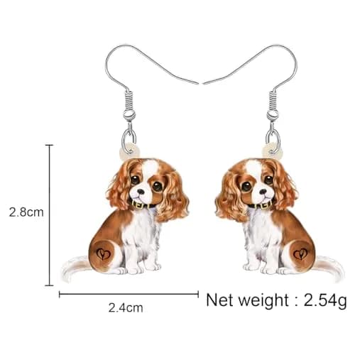YINYA Acrylic Cavalier King Charles Spaniel Dog Earrings Dangle Drop Jewelry for Women (Brown) | Lightweight & Novelty thumbnail 5