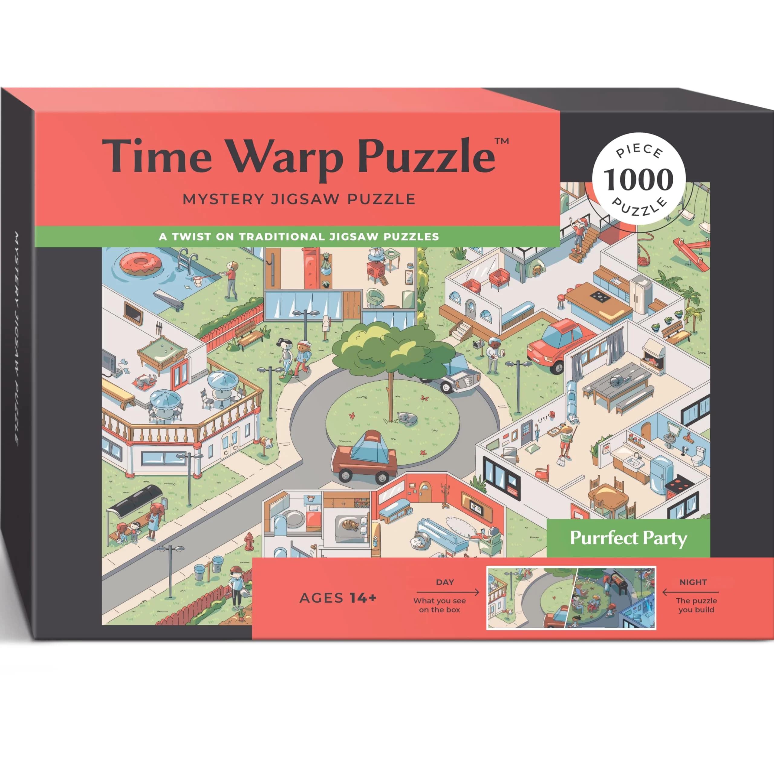 da Vinci's Room Time Warp Puzzle – Purrfect Party 1000 Piece Jigsaw Puzzle | 52.2 x 46.3 cm (20.5 x 18.2 inches) — Purrfect Party