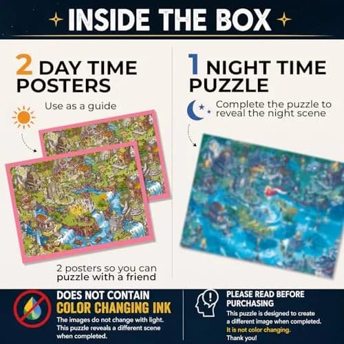 da Vinci's Room Time Warp Puzzle – Star Watchers - 1000 Piece Jigsaw Puzzle for Adults | Day to Night Scene Challenge thumbnail 3