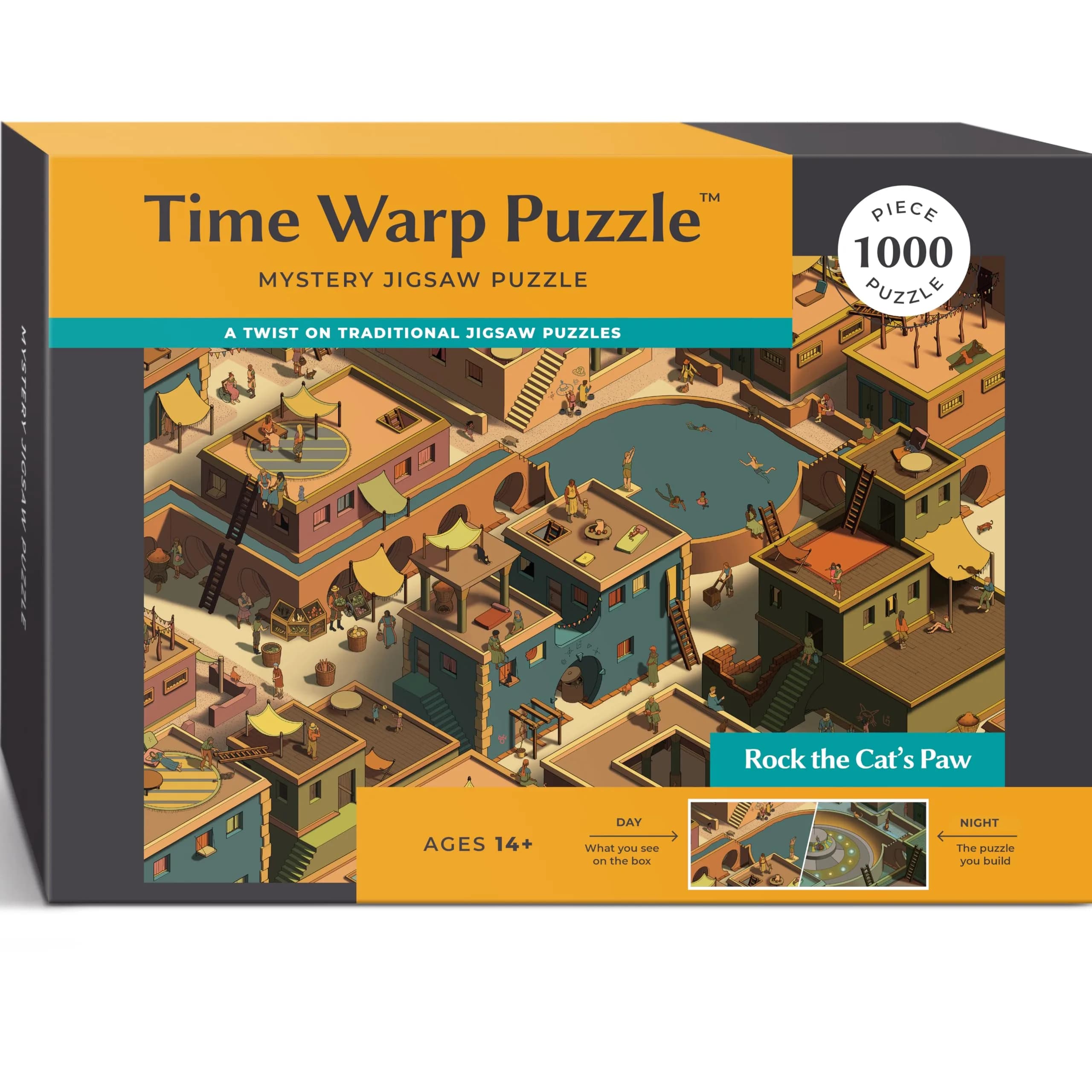 da Vinci's Room Time Warp Puzzle – Rock the Cat's Paw 1000 Piece Jigsaw Puzzle for Adults | Day to Night Scene Challenge — Rock the Cat's Paw