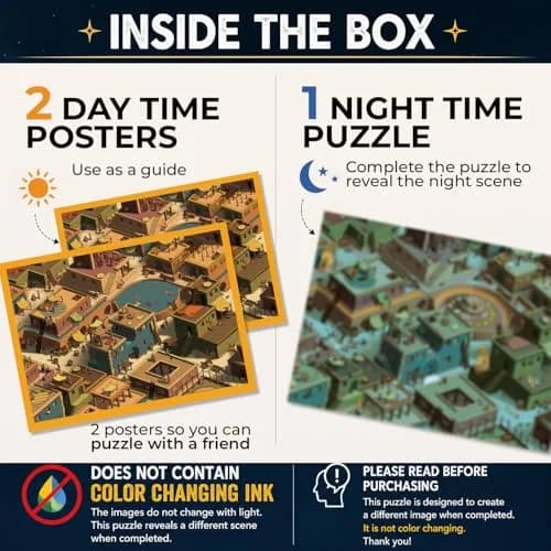da Vinci's Room Time Warp Puzzle – Rock the Cat's Paw 1000 Piece Jigsaw Puzzle for Adults | Day to Night Scene Challenge thumbnail 3