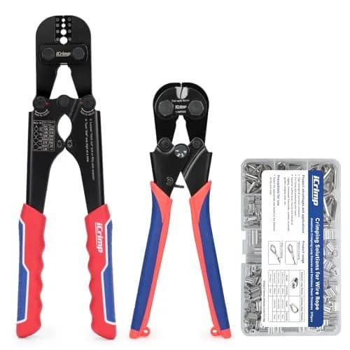IWISS 1608M4 Wire Rope Crimper Kit with Cutter & Terminal Case, 3/64"–1/8" (1.2-3mm) | Crimps Oval, Double-Barrel, Copper Sleeves thumbnail 1