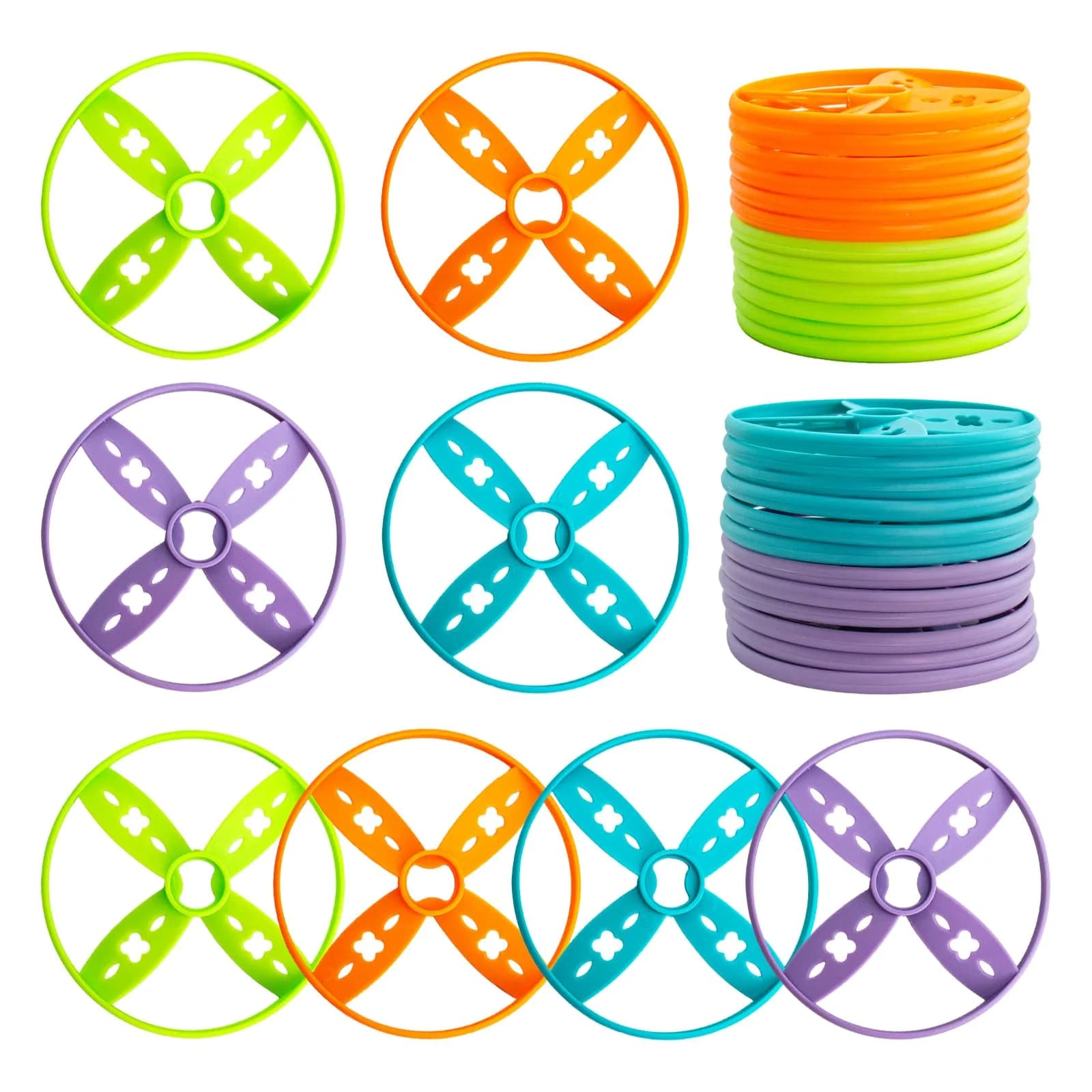 pamexin Outside Toys for Kids Ages 4-8 | 24 Discs Outdoor Play Set with Launchers — Multi-color
